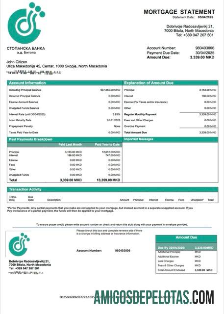 realista Macedônia do Norte Stopanska Banka AD Bitola Declaração de hipoteca Word e modelo PDF